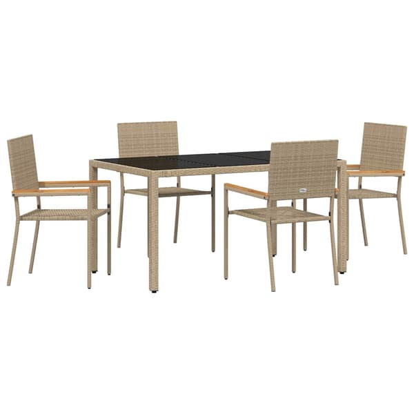 vidaXL Hage Spisegruppe 5 pcs Beige polyrotting