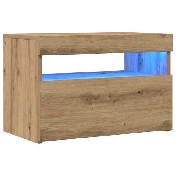 vidaXL TV-benk med LED-lys 2 stk artisan eik konstruert tre