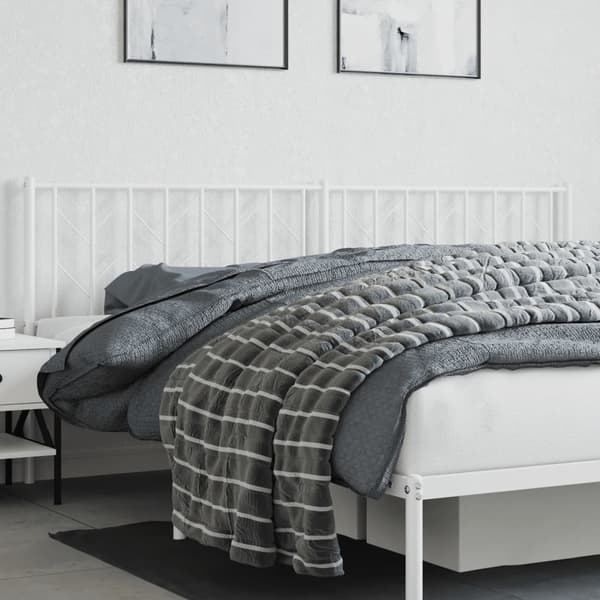 vidaXL Utskiftbar sengegavl i metall hvit 200 cm