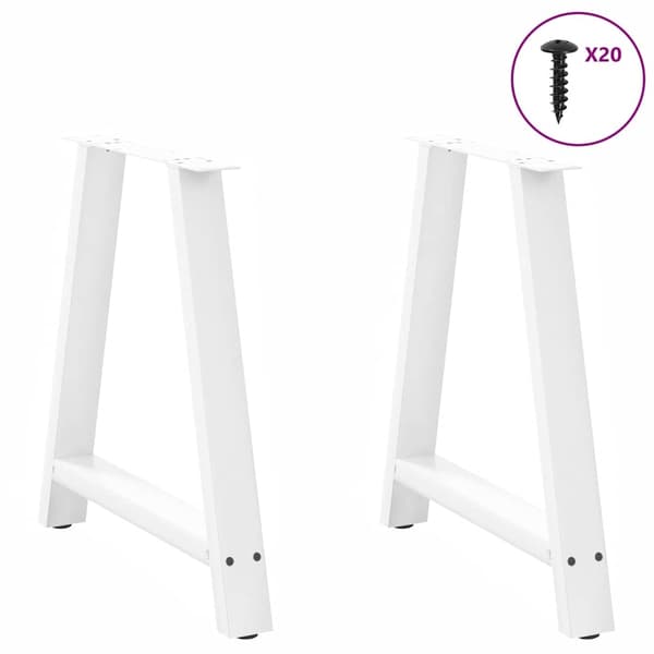 vidaXL Spisebordben A-formet 2 stk hvit 70 x (72-73) cm stål