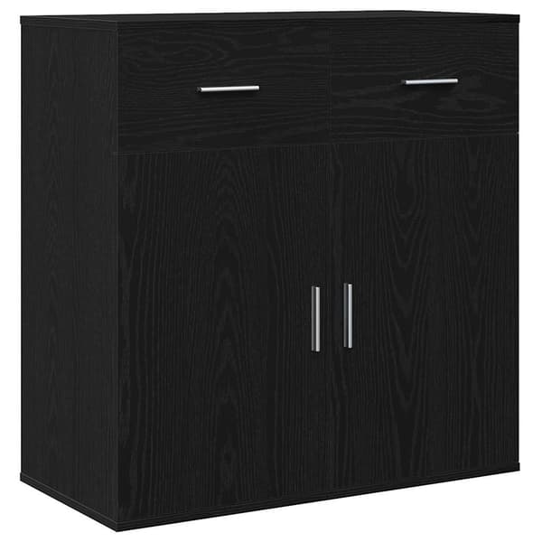 vidaXL Sideboard med låda Svart Ek 78 x 38 x 80 cm Konstruerat trä