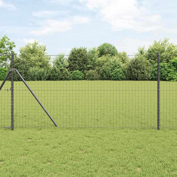 vidaXL Stängselstolpe 12 pcs Grå Pulverlackerad stål