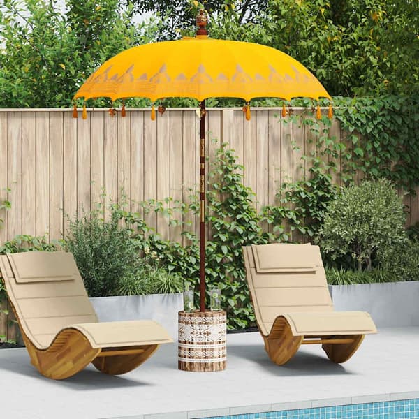 vidaXL Balinesisk Parasol 260 Gul 180-190 cm Bomull og solid tre
