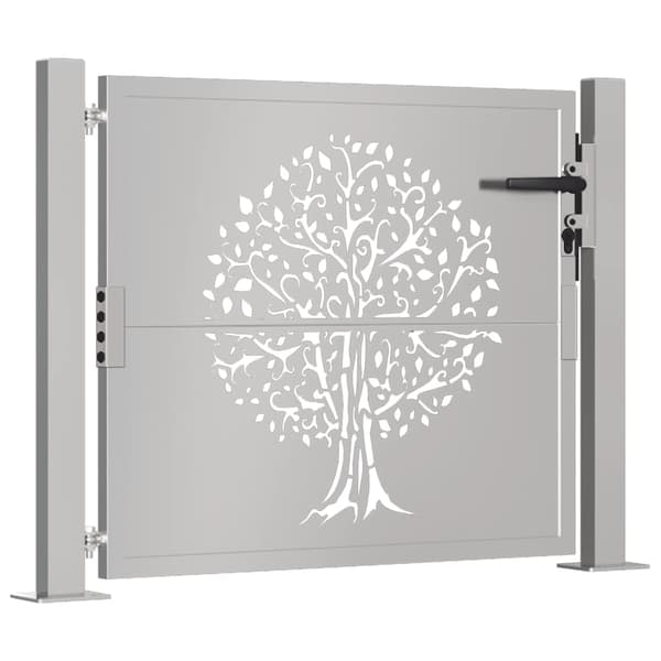 vidaXL Trädgårdsgrind 100x75 cm cortenstål träddesign