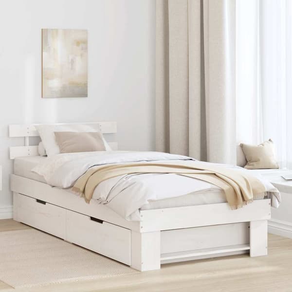 vidaXL Sengestamme med hodegjerde Hvit 80 x 200 cm Massiv furu