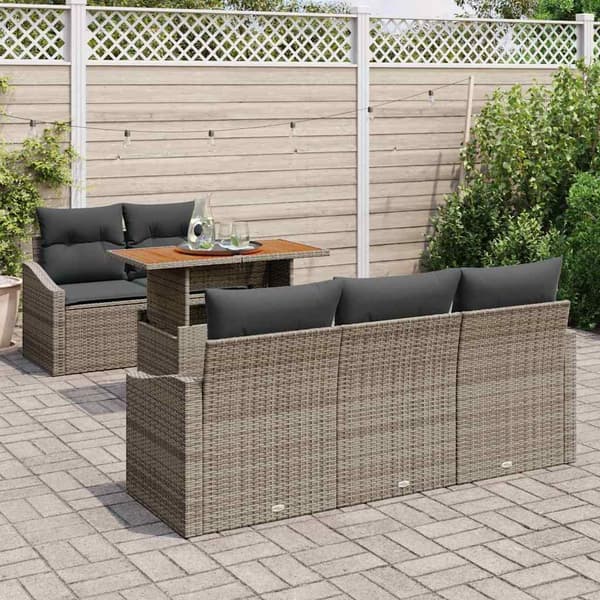vidaXL Trädgårdsoffset med lagring 6 pcs Grå Poly rattan