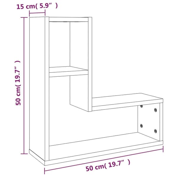 vidaXL Vegghyller 2 stk røkt eik 50x15x50 cm konstruert tre