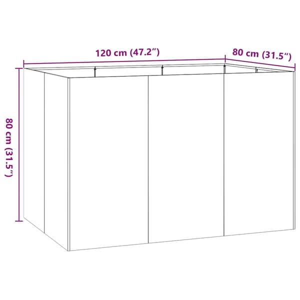 vidaXL Plantekasse 120x80x80 cm rustfritt stål