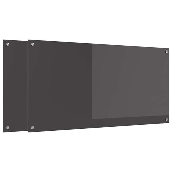 vidaXL Köksstänkskydd 2 st Mörkgrå 120 x 60 cm härdat glas