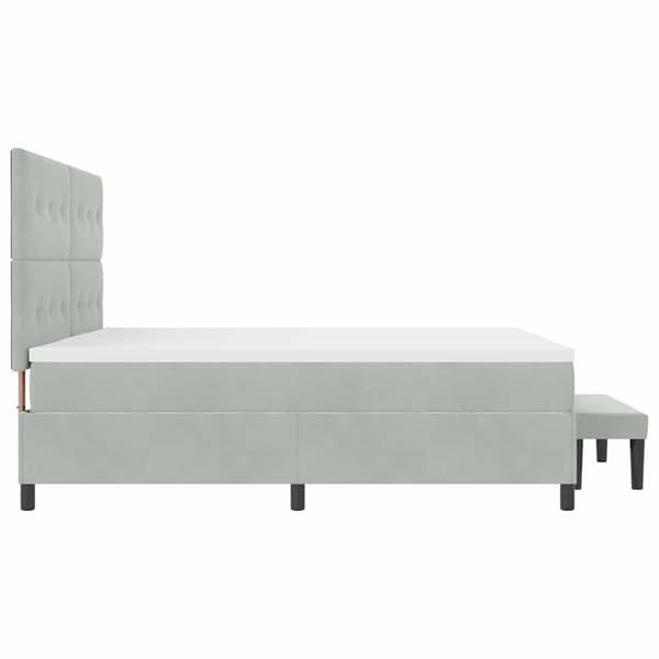 vidaXL Bäddfjäder med madrass Ljusgrå 200 x 200 cm Sammet