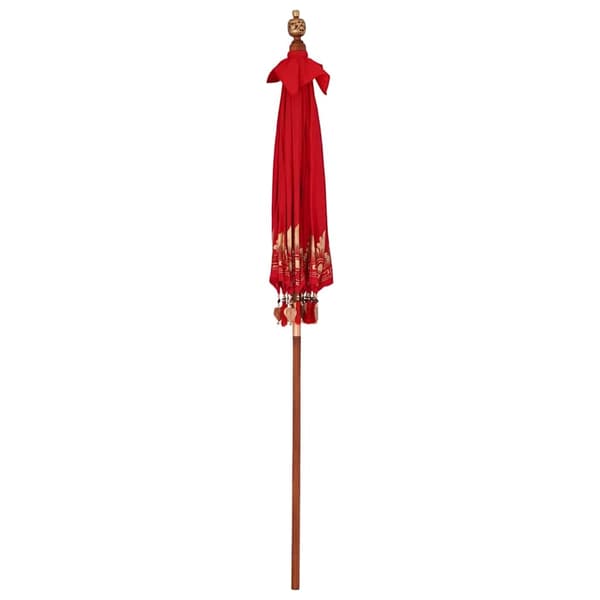 vidaXL Balinesisk Parasol Rød (180-190) x 260 cm Bomull og solid tre