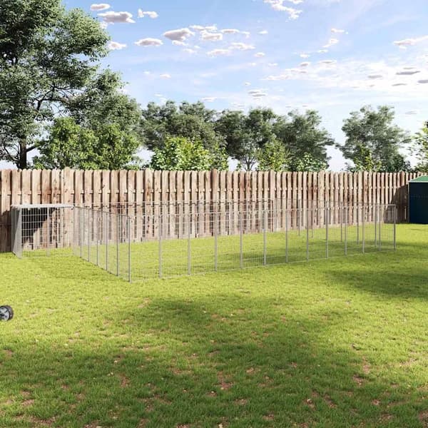 vidaXL Hundegård sølv 25,41 m² stål