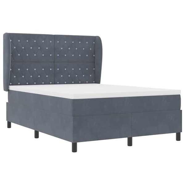 vidaXL Bäddfjäder med madrass Mörkgrå 200 x 160 cm Sammet