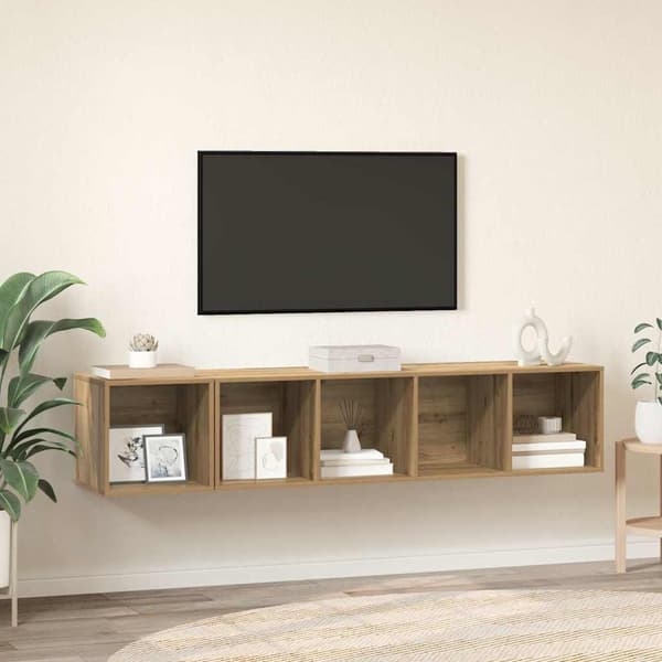 vidaXL TV-benk sett Veggmontert 2 pcs Artisan Eik Konstruert tre