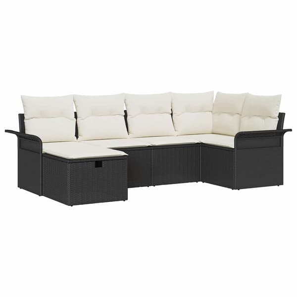vidaXL Trädgårdsoffset med kudde med lagring 6 pcs Poly rattan
