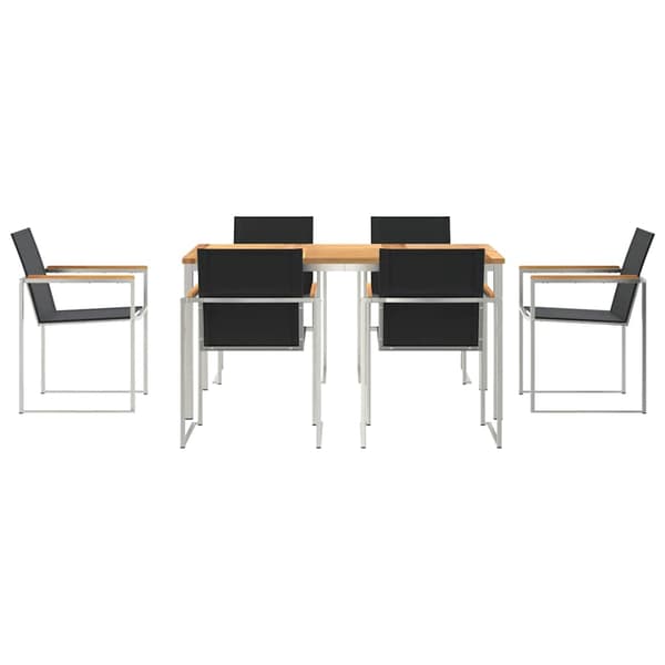 vidaXL Trädgårdsmöbelset 7 pcs Brun Massivt teakträ