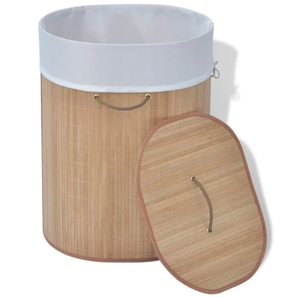 vidaXL Tvättkorg i bambu oval natur
