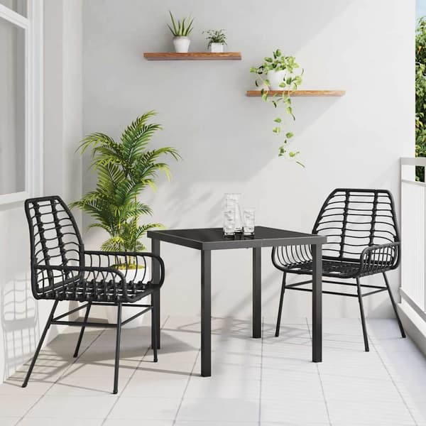 vidaXL Hage Spisegruppe 3 pcs Svart polyrotting