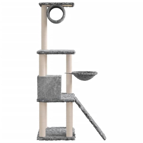 vidaXL Kattetre med klorestolper i sisal lysegrå 131 cm