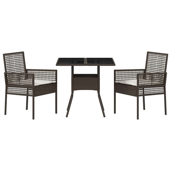 vidaXL Trädgårdsmöbelset 3 pcs Brun konstrotting