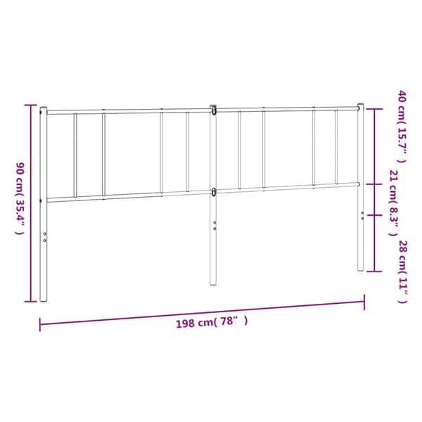 vidaXL Sengegavl metall hvit 193 cm