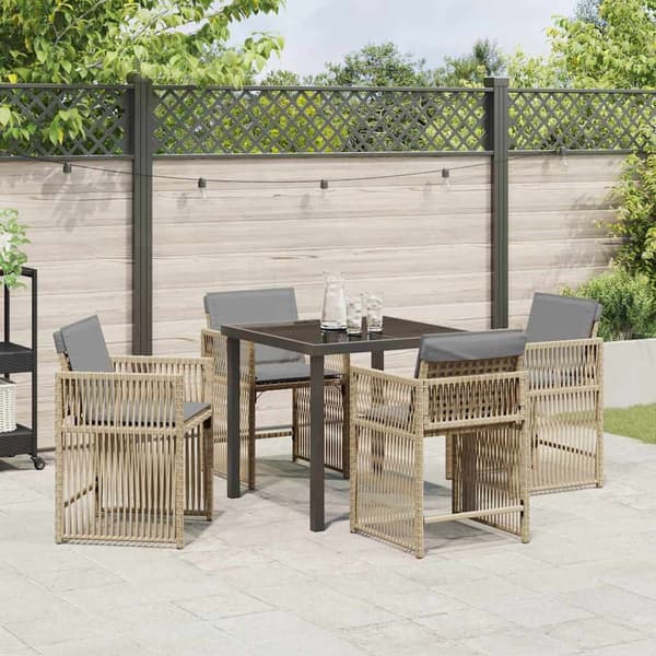 vidaXL Hage Spisegruppe 5 pcs Beige polyrotting