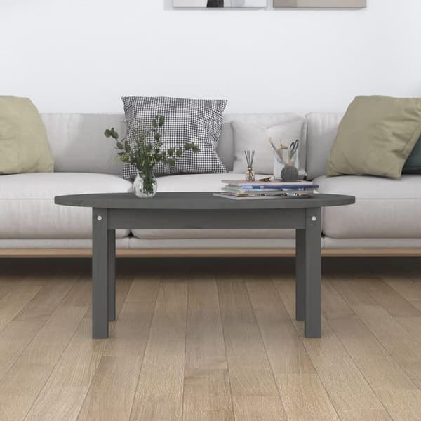 vidaXL Soffbord grå 80x40x35 cm massiv furu