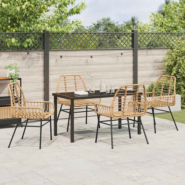 vidaXL Hage Spisegruppe 5 pcs Brun polyrotting