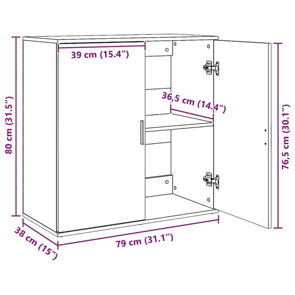 vidaXL Skjenk røkt eik 79x38x80 cm konstruert tre