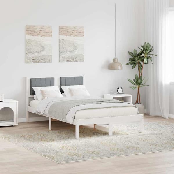 vidaXL Sängram med Vadderad Sänggavel Ljusgrå 120 x 200 cm