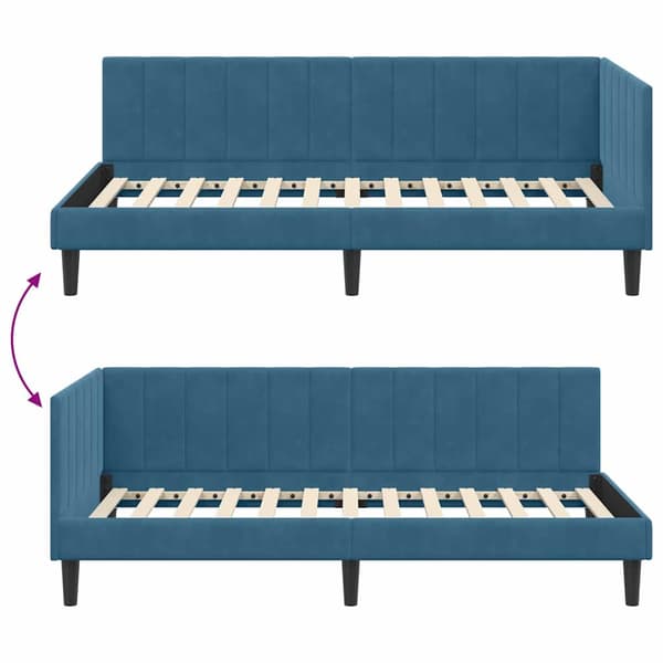 vidaXL Hörnssängram Blå 90 x 200 cm Sammet