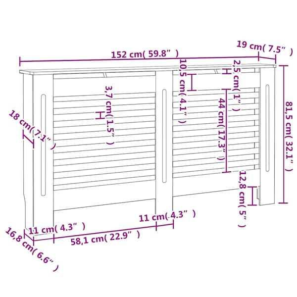 vidaXL Elementskydd 2 st vit 152x19x81,5 cm MDF