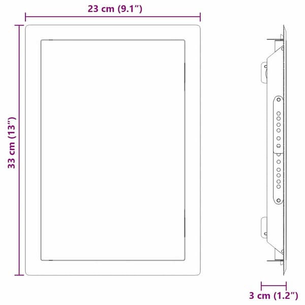 vidaXL Åtkomstpanel Vit 33 x 23 x 3 cm Stål
