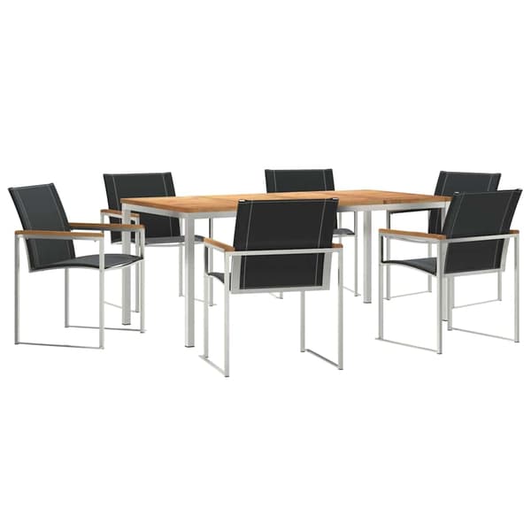 vidaXL Hage Spisegruppe 7 pcs Brun Solid akasietre
