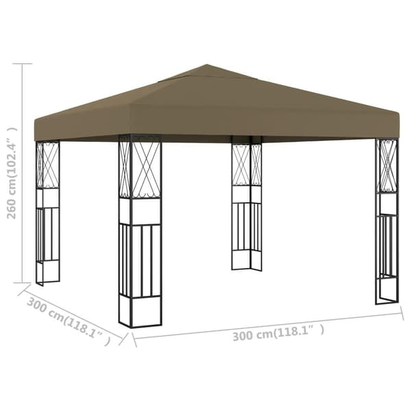 vidaXL Paviljong 3x3 m gråbrun stoff
