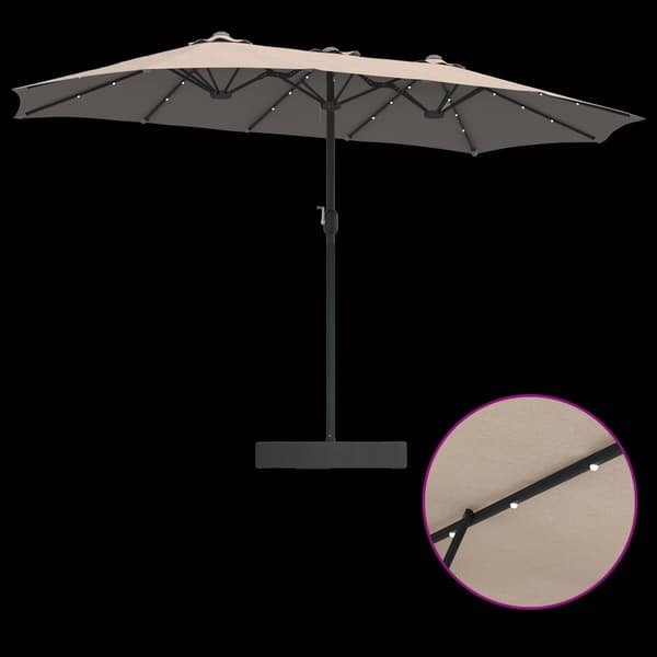 vidaXL Hageparasol Gråbrun 385 x 209 x 244 cm Polyester