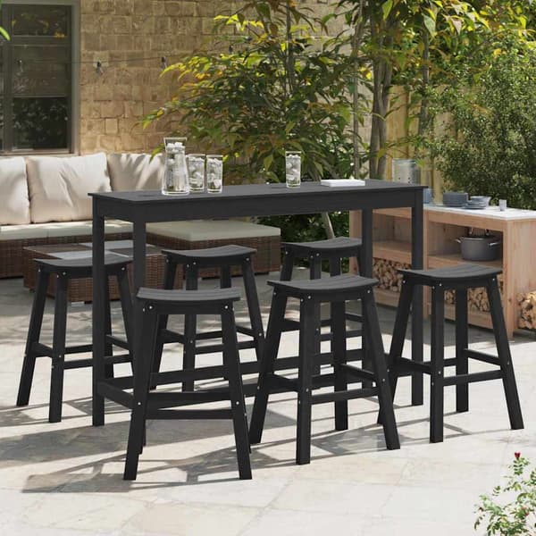 vidaXL Trädgårds Bar Set 6 pcs Svart HDPE