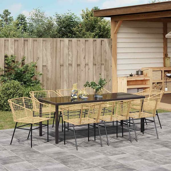 vidaXL Trädgårdsmöbelset 9 pcs Brun konstrotting