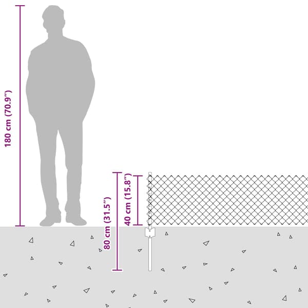 vidaXL Gjerde med innlegg. Grå 0.4 x 10 m Stål