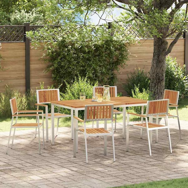 vidaXL Utendørs spisestue sett 7 pcs Brun Solid akasietre