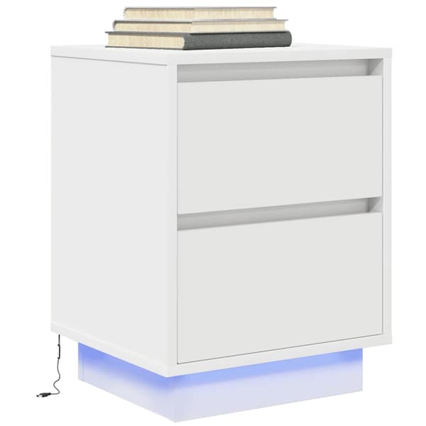 vidaXL Nattskap med LED-lys Hvit 38x34x50 cm