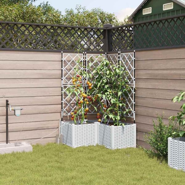 vidaXL Trädgårdsplanterare 3 pcs Vit Plast