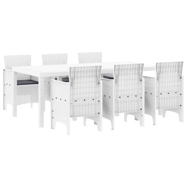 vidaXL Trädgårdsmöbelset 7 pcs Vit Polypropylen