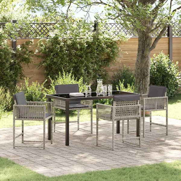 vidaXL Hage Spisegruppe 5 pcs Lysegrå polyrotting