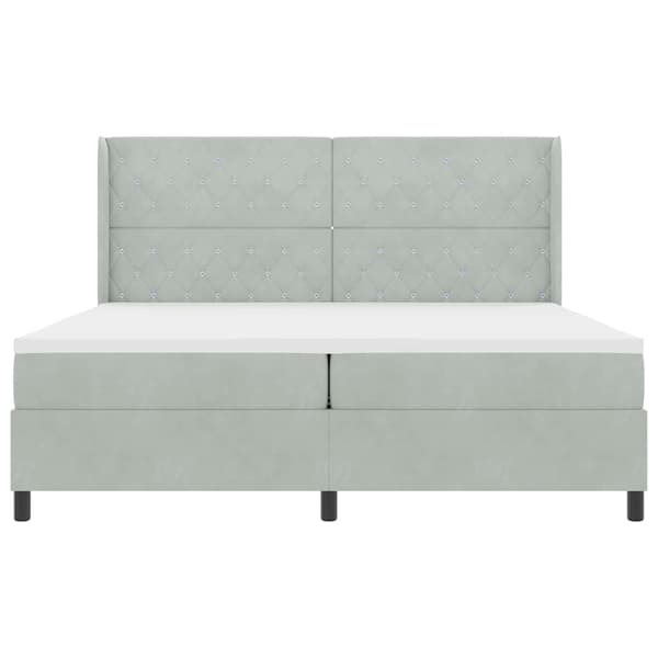 vidaXL Bäddfjäder med madrass Ljusgrå 200 x 200 cm Sammet