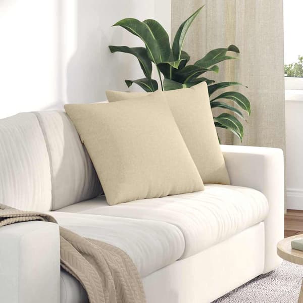 vidaXL Soffkuddar 2 st Kräm 50 x 50 cm tyg