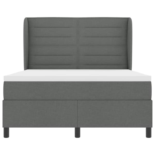vidaXL Boxfjädersäng med madrass Mörkgrå 140 x 190 cm tyg