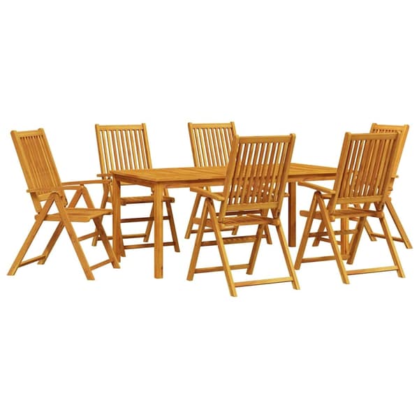 vidaXL Hage Spisegruppe Sammenleggbar 7 pcs Brun Solid akasietre