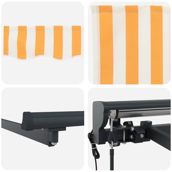 vidaXL Markisram Gul och Vit 450 × 300 cm Polyester med PU-beläggning