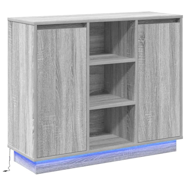 vidaXL LED sideboard Grå Sonoma 90 x 32 x 75 cm Konstruert tre